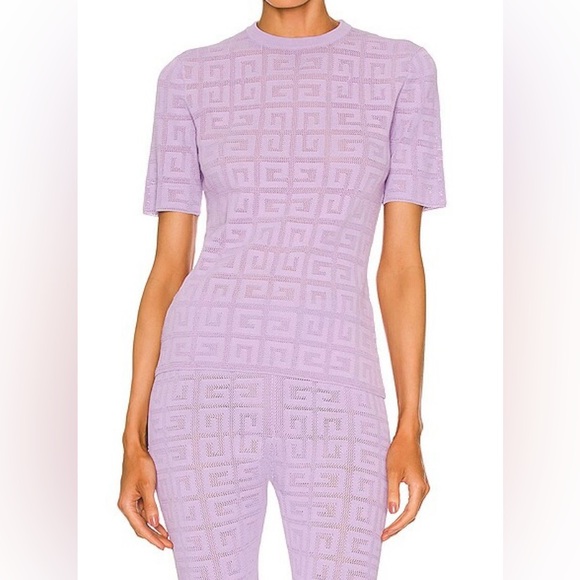Givenchy 4 G purple Jacquard Monogram short sleeve top - Picture 10 of 11